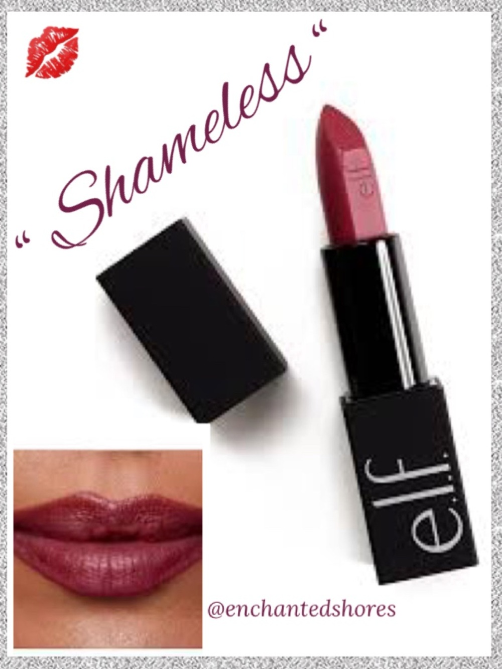 e.l.f. O Face Satin Lipstick 0.13 oz Luxury Long Lasting Lip Color “Shameless